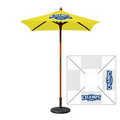 4' Square Wood Umbrella with 4 Ribs, Full-Color Thermal Imprint, 2 Locations